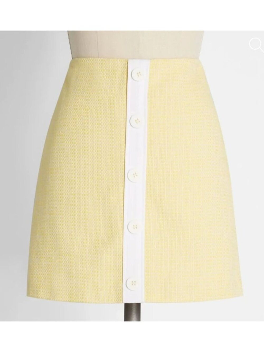 ModCloth The‎ Day is Calling Mini Skirt Yellow Tweed Lined Size 14 New Buttons